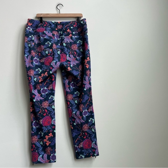 Soft Surroundings Della Ankle Zip Pants Jacobean Floral Size L 14/16 Pull On - Picture 11 of 14